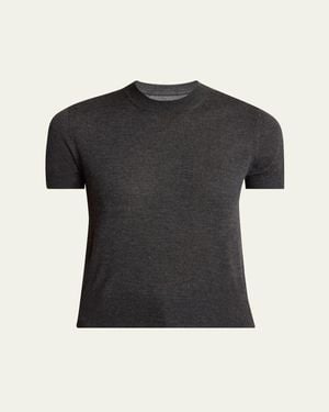 Givenchy Cashmere Short-Sleeve Crewneck Sweater - Black