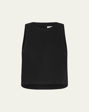 Posse Poppy Linen Crop Top - Black