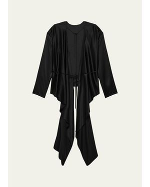 Helmut Lang Draped Silk Satin Scarf Top - Black