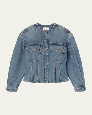 FRAME The Nipped Collarless Jacket - Blue