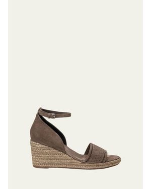 Brunello Cucinelli Suede Espadrille Wedge Sandals - Natural