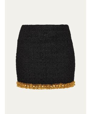 Balmain Embellished Metallic Tweed Mini Skirt - Black