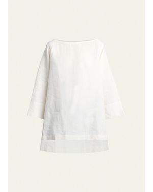 The Row Junia Boat-Neck Linen Top - White