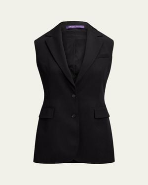 Ralph Lauren Randy Single-Breasted Grain De Poudre Vest - Black