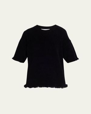 Maria McManus Drop-Shoulder Frayed Short-Sleeve T-Shirt - Black