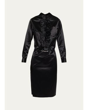 Marc Jacobs Ruffled Satin Knee-Length Dress - Black