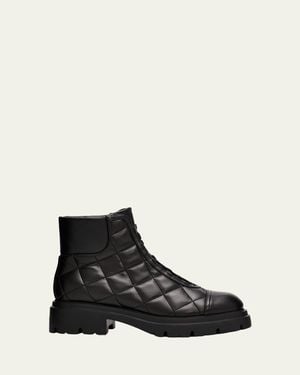 Stuart Weitzman Hudson Quilted Leather Hiker Booties - Black