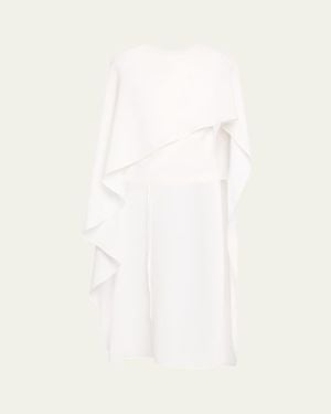 Roland Mouret Asymmetric Satin Crepe Cape Top - Natural