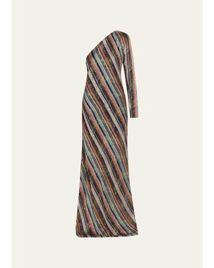 Missoni Sequined Long One-Shoulder Dress - White