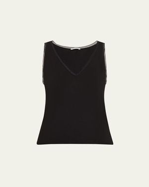 Simone Perele Aurore Lace-Trim Viscose Tank - Black