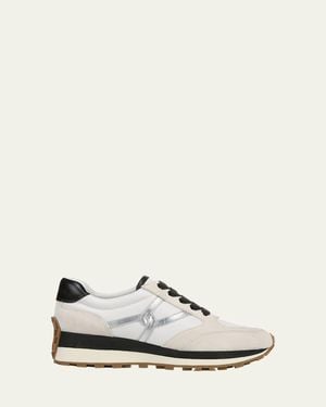 Veronica Beard Valentina Mixed Leather Retro Sneakers - White