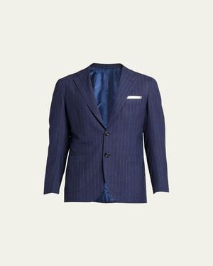 Kiton Shadow Stripe Suit - Blue