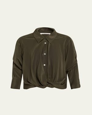 A.L.C. Leo Twist-Hem Cropped Top - Green