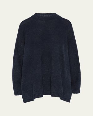 Eskandar 34 Width Round Neck Sweater (Mid Plus) - Blue