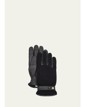 Hestra Christopher Elk Leather And Cashmere Knit Gloves - Black