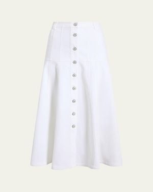 Cinq À Sept Veena Button-Front Midi Skirt - White