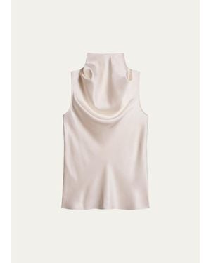 Helmut Lang Draped Sleeveless Silk Top - Natural