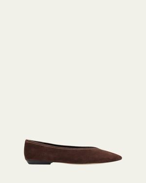 Veronica Beard Bancroft Suede Ballerina Flats - Natural