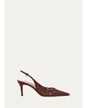 Gianvito Rossi 70Mm Floral Lace Slingback Pumps - Pink