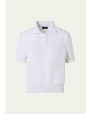 Akris Micro Sequined Short Knit Sweater - White