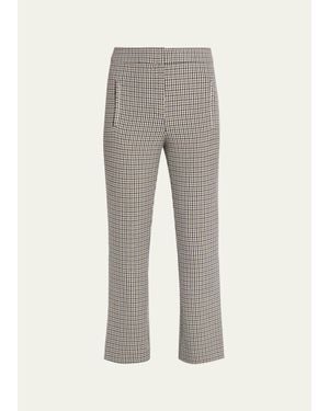 Veronica Beard Arte Check Plaid Kick-Flare Pants - Gray