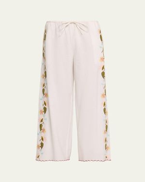 Ciao Lucia Ermmano Embroidered Drawstring Pants - Natural