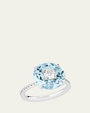 Boghossian 18K Inlay Crush Ring With Diamonds And Aquamarine - Blue