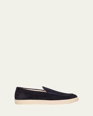 Brunello Cucinelli Hybrid Venetian Suede Slip-Ons - White