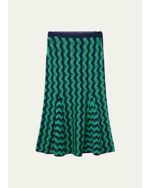 Wales Bonner Ocean Crochet-Knit Midi Skirt - Green