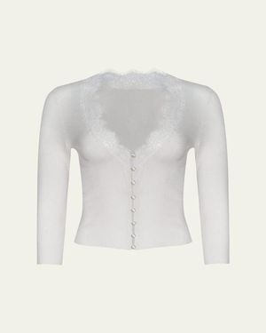 L'Agence Eluna Lace-Trim Cardigan - Gray