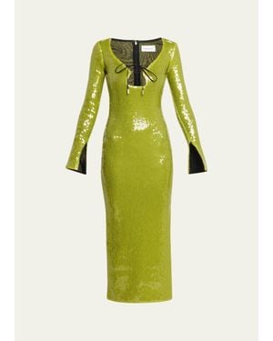 16Arlington Solaria Sequined Midi Dress - Green