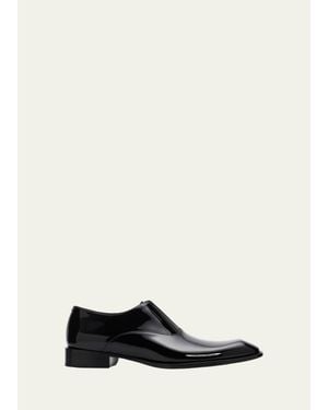 Saint Laurent Milton Patent Leather Slip-On Oxfords - White