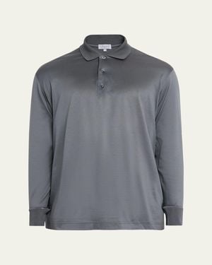 Charvet Cotton Jersey Long-Sleeve Polo Shirt - Gray