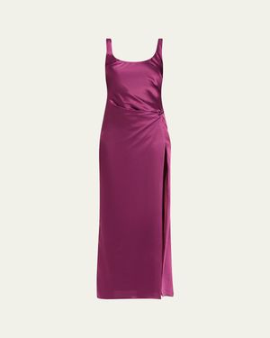 Anna Quan Etta Satin Column Dress - Purple