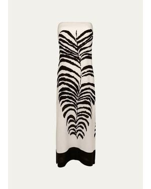 ViX Penelope Leaf-Print Linen-Blend Midi Dress - White