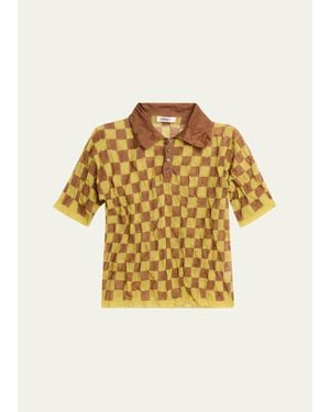 Zankov Check Print Polo Shirt - Metallic