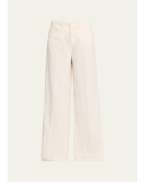 L'Agence Amara High-Rise Wide-Leg Linen Pants - Pink