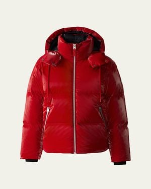 Mackage Kent-Glo High-Gloss Hooded Down Jacket - Red