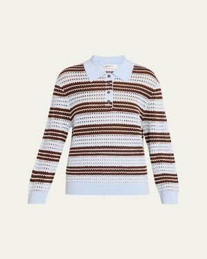Zankov Stripe Long-Sleeve Polo - White