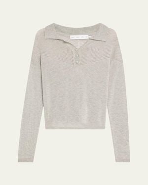 Proenza Schouler Nell Lightweight Cashmere Polo Sweater - White