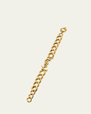 Saint Laurent Ysl Curb Link Bracelet - Natural