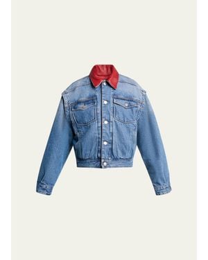 Isabel Marant Devyn Reversible Leather & Denim Jacket - Blue