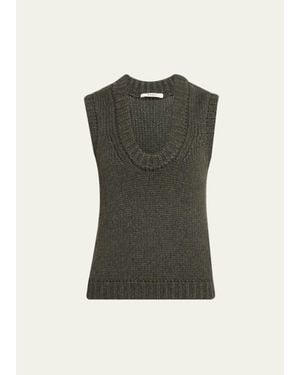 6397 Shaker Linen-Blend Vest - Green