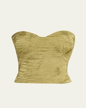 Ulla Johnson Heleen Satin Strapless Crop Top - Green