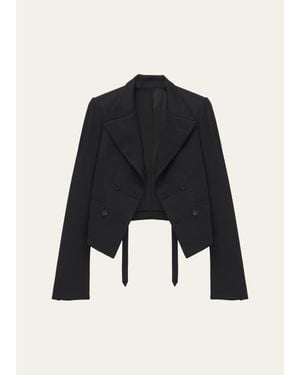 McQueen Wool Gabardine Double-Breasted Shrunken Blazer - Black