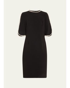 Teri Jon Pearl Trimmed Sheath Dress - Black