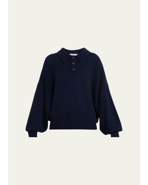 Lisa Yang Etta Cashmere Polo Sweater - Blue