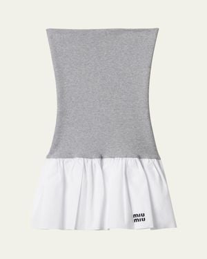 Miu Miu Jersey Popeline Mini Skirt - Gray