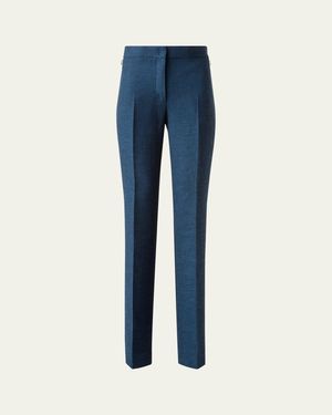 Akris Carl Structured Double-Face Cotton Silk Pants - Blue