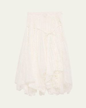 JW Anderson Mixed Lace Asymmetric Midi Skirt - White